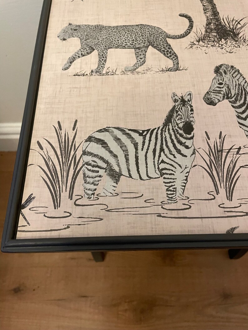 Elegant Charcoal Decoupage Safari Animal Coffee Table Coffee Table