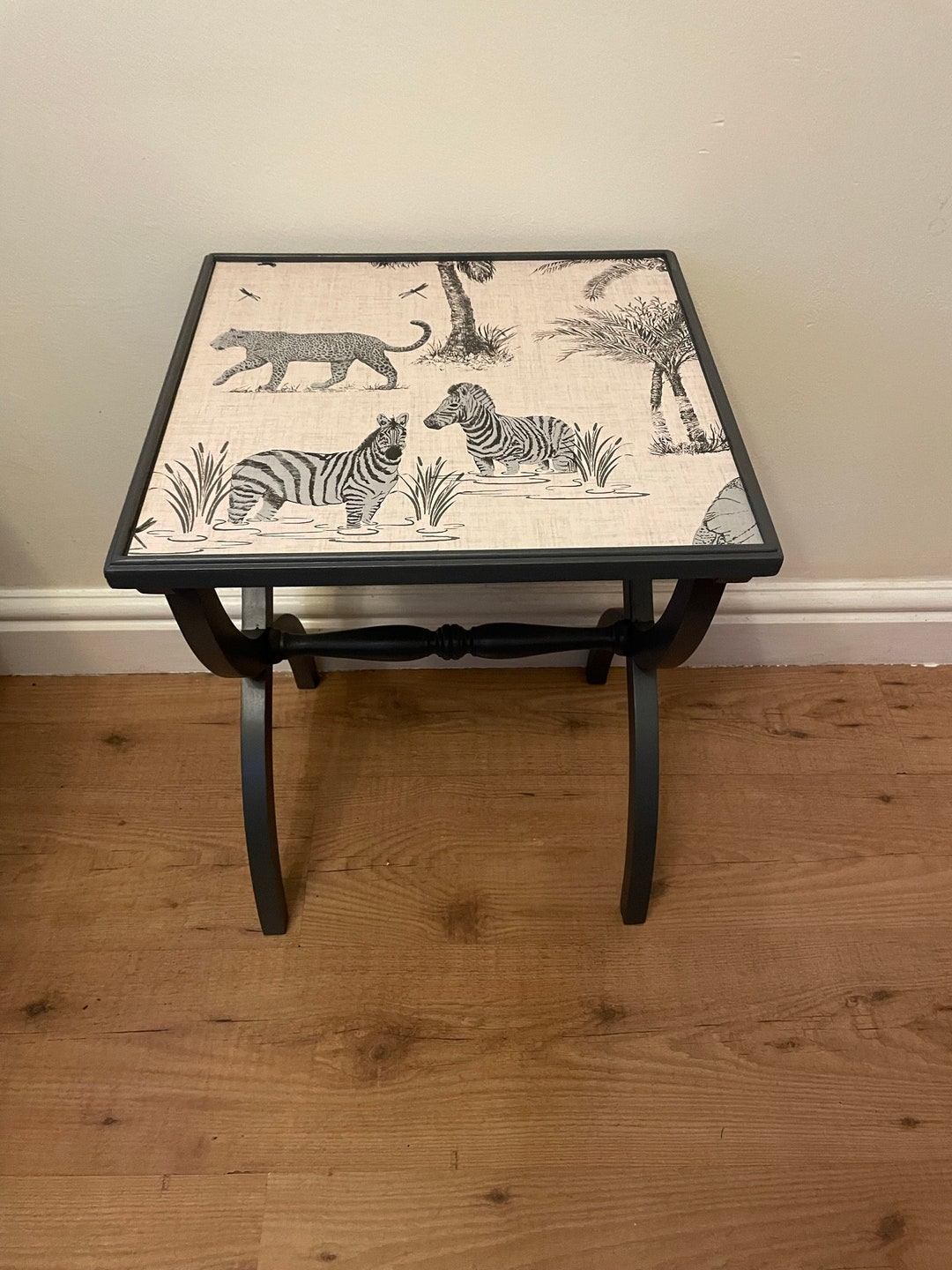 Elegant Charcoal Decoupage Safari Animal Coffee Table Coffee Table