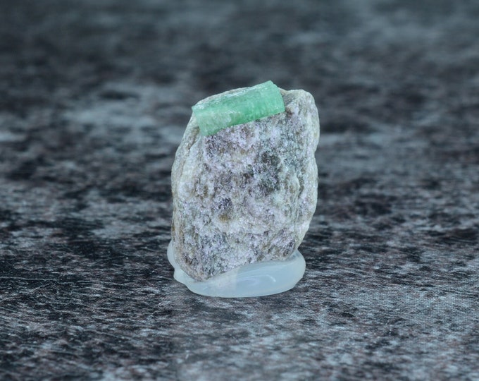 Rare rarity, emerald on biotite slate matrix, emerald grade Habachtal Austria AT, 13.7 x 11.6 x 5.8 mm