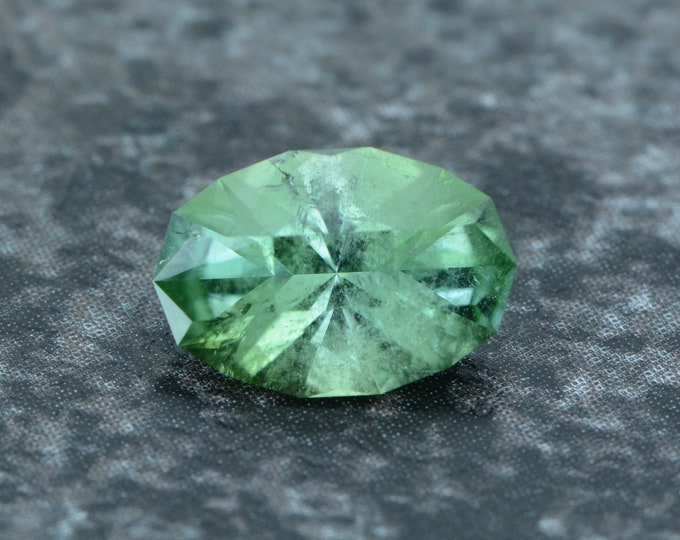 Tourmaline 1.38 carat bluish green Brazil untreated faceted, precision cut from Germany