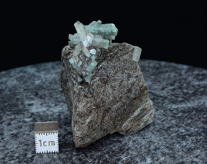 Rare rarity, aquamarine / beryl crystals on biotite slate matrix, aquamarine specimen Habachtal Austria, 53.2 x 45.6 x 34.5 mm