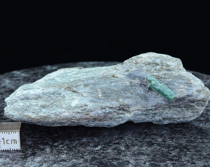 Rare rarity, green emerald on biotite slate matrix, emerald specimen Habachtal Austria, 103.2 x 44.5 x 37 mm