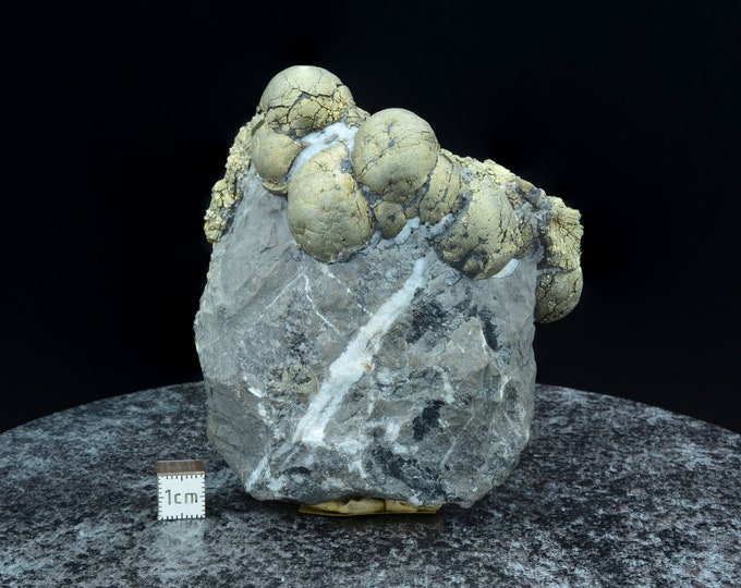 Marcasite spheres on matrix - Hohenems, Austria. 90x80x49mm