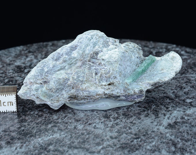 Rare rarity, fir green emerald on biotite slate matrix, emerald grade Habachtal Austria, 83.8 x 37.3 x 12 mm