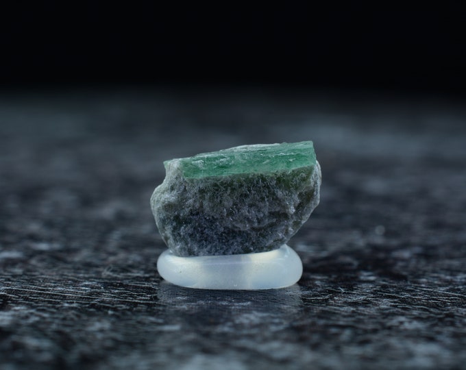 Rare rarity, light green emerald on biotite slate matrix, emerald grade Habachtal Austria AT, 10 x 7.6 x 3 mm