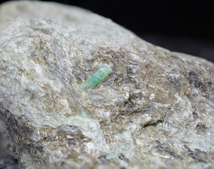 Rare rarity, light green emerald on biotite slate, emerald grade Habachtal Austria AT, 62.5 x 36.4 x 22.5 mm