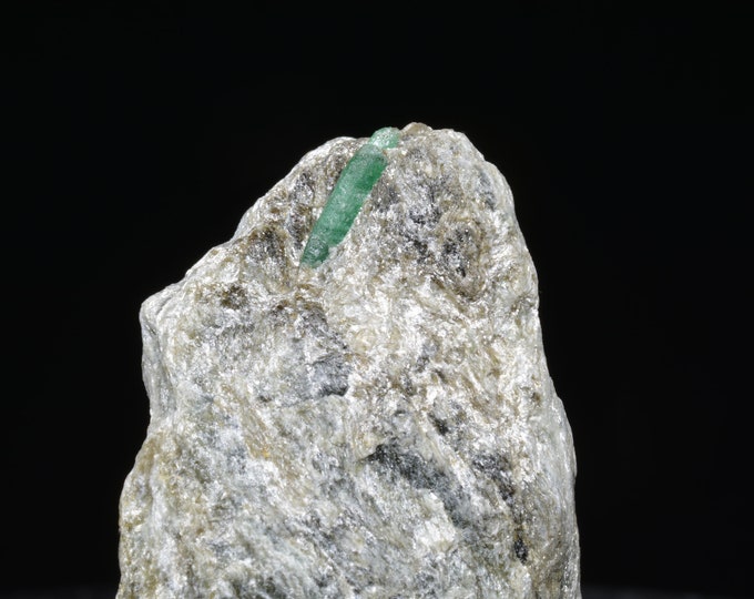 Rare rarity, green emerald on biotite slate matrix, emerald specimen Habachtal Austria AT, 48.7 x 30.8 x 15.6 mm