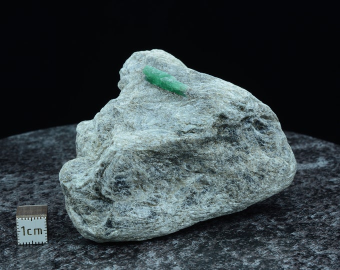 Rare rarity, large green emerald on biotite slate matrix, emerald specimen Habachtal Austria, 84 x 67 x 40.5 mm
