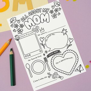 Hoja de trabajo "Todo sobre mi mamá y mi abuela" / Actividad del Día de la Madre para niños / Regalo de recuerdo imprimible / Descarga instantánea en PDF / Regalo del Día de la Madre