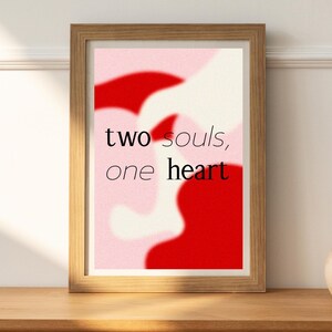 Two Souls, One Heart - Romantic Abstract Valentine&#39;s Day Digital Art for Couples, Romantic Abstract Printable Art, Anniversary Gift