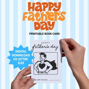Druckbare Vatertagsbuchkarte - 4 Seite Kinderaktivität & zum Ausmalen faltbar | DIY Vatertags Geschenk | Sofortiger Download PDF | Kinder Bastelgeschenk