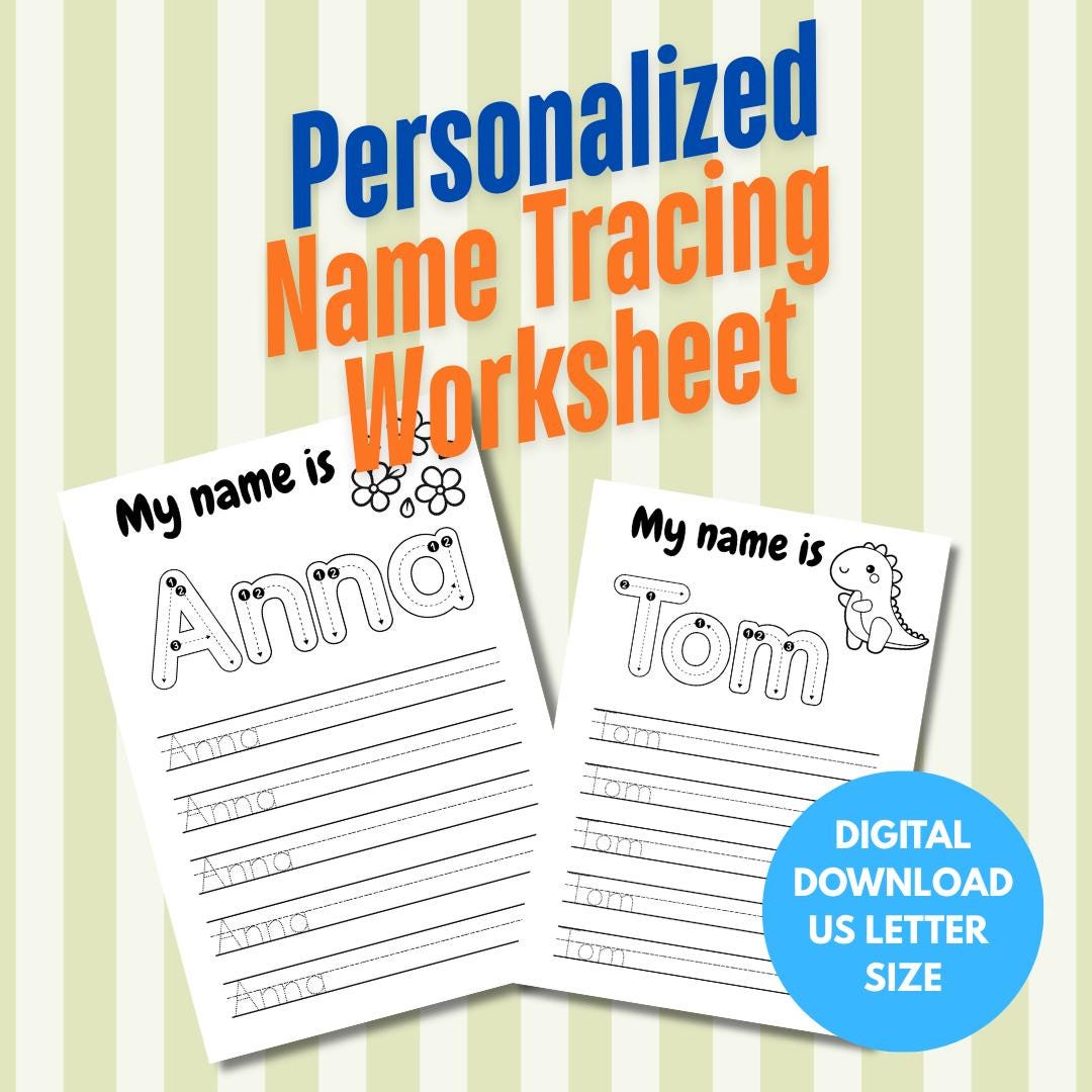 Personalized Name Tracing Worksheet for Kids | Custom Handwriting ...