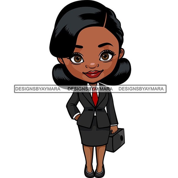 Black Female Woman Business Gray Skirt Suit Purse Handbag Briefcase People Lady Work Office Executive SVG PNG JPG Cutting Files Print Design