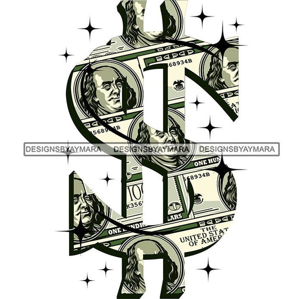 Money Character Bank Dollar Sign Dollar Bills Benjamins Cash Money Element Sign Icon Color Graphic SVG PNG JPG Cutting Files Print Design