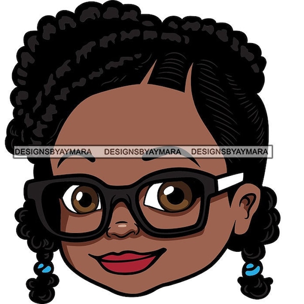 Young Brown Woman Female Lawyer Braids Eyeglasses Legal Court Head Face Big Brown Eyes Curly Hair SVG PNG JPG Cutting Files Print Designs