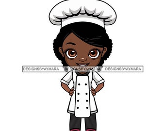 Black Lady Woman Chef Cook Uniform Apron Jacket Restaurant Professional Culinary Meal Food Graphic SVG PNG JPG Cutting Files Print Design