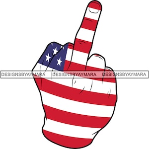 Man Hand Middle Finger Gesture American Flag Nation Illustration Tattoo Ink Art SVG PNG JPG Clipart Vector Designs Silhouette Cricut Cutting