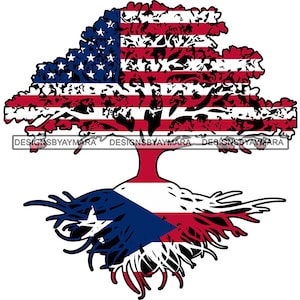 Beautiful Tree United States Flag Puerto Rico Flag Countries Friends United SVG PNG JPG Clipart Vector Designs Silhouette Cricut Cut Cutting