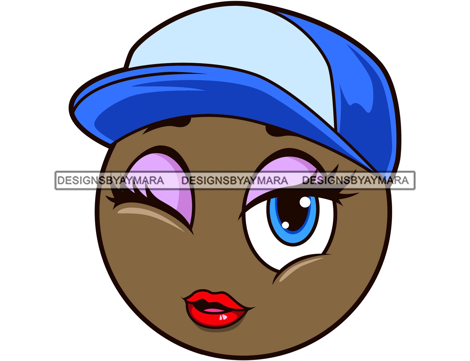 Sexy Face Emoji Girl Winking Cap Text Cartoon Tattoo Ink Art | Etsy