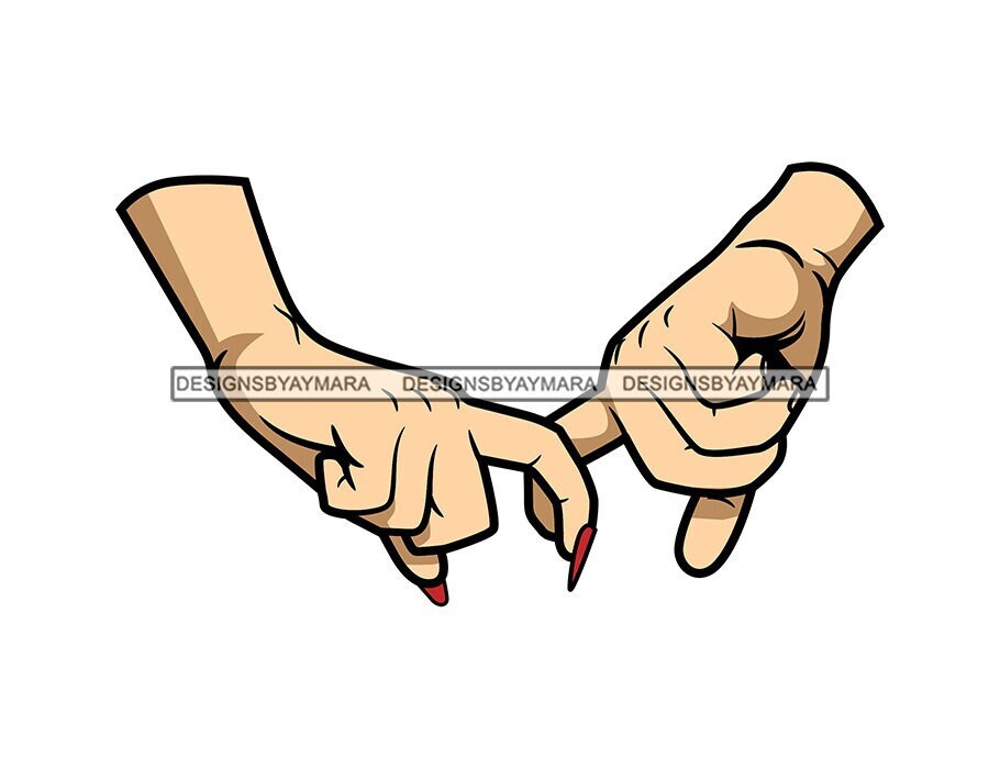 White Couple Man Woman Locked Fingers Hold Fingernails Human Etsy