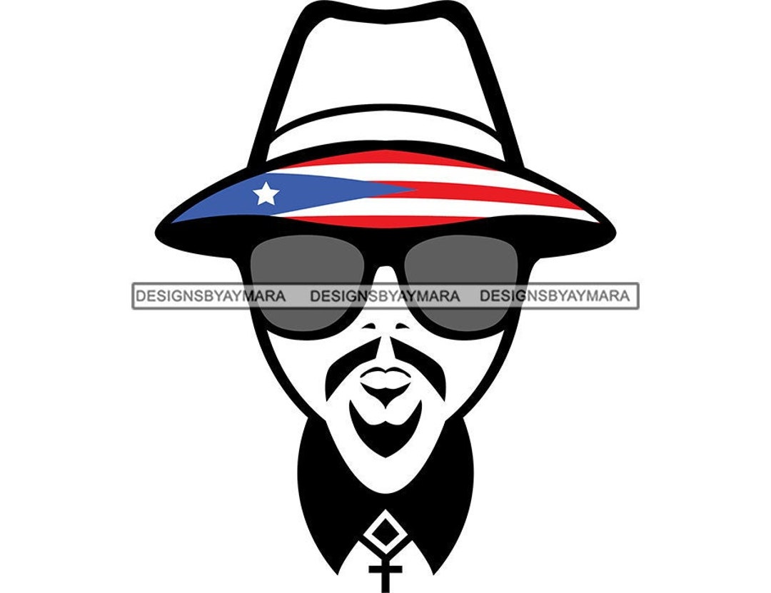 Puerto Rican Man Fedora Hat Red White Blue Stripes Sunglasses - Etsy