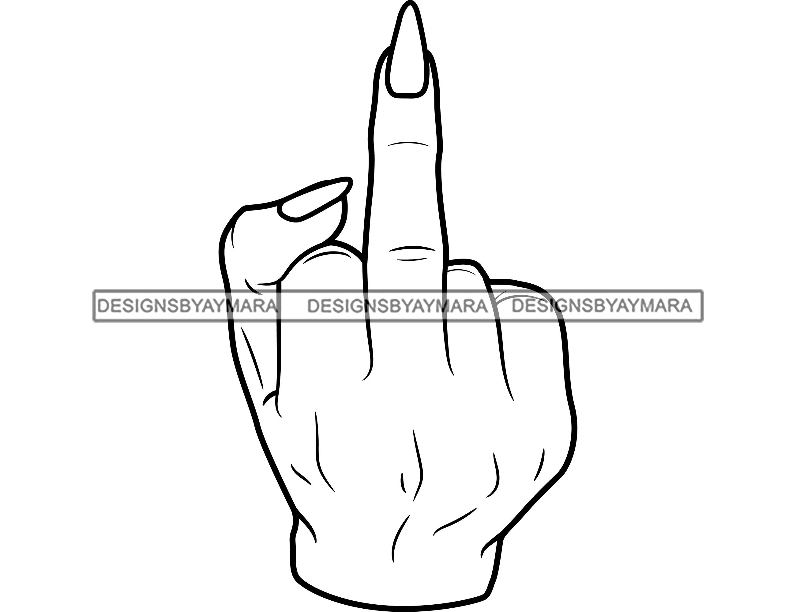 Black Woman Hands Middle Finger Heart Quote Obscene Gesture Tattoo Ink Art SVG PNG JPG Clipart Vector Designs Silhouette Cricut Cut Cutting