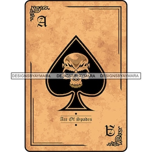 Tête de mort Spade Poker cartes à jouer Ace joueur jeu jeu joueur couleur Casino concessionnaire gagnant graphique SVG PNG JPG coupe fichiers impression Design