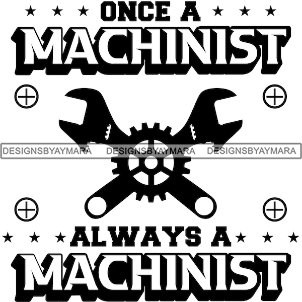 Machinist Wrenches Quote Channel Locks Repairman Service Illustration B/W SVG PNG JPG Clipart Vector Designs Silhouette Cricut Cut Cutting