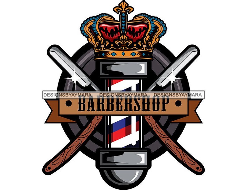 Royal Barber Shop Haircuts Shaves Logo Shears Scissors Razor Etsy