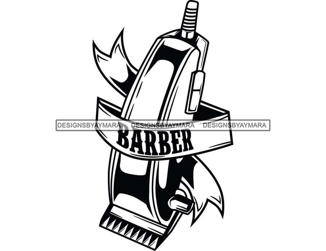 Barber Logo Clippers Beard Scissors Shave Haircuts Style Etsy