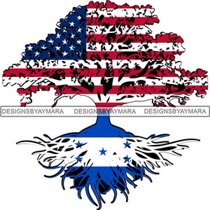 Beautiful Tree United States Honduras Flags Countries Union Banner illustration SVG PNG JPG Clipart Vector Designs Silhouette Cricut Cutting