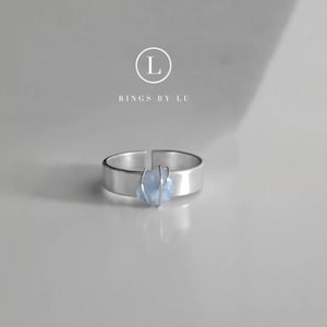 Ring | Crystal | Stone | Healing stones | Band ring with various stones | Anti-tarnish 5 mm wide ring made of lightweight Larimar