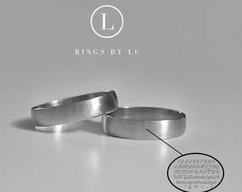 Personalized stacking ring in matte stainless steel | Ring with inside or outside engraving, minimalist unisex ring