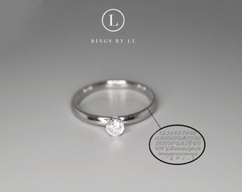 Personalized Engraved Unisex Ring – 2mm Stainless Steel with Cubic Zirconia – Anti-Tartion Minimalist Engagement Ring / Friendship Ring