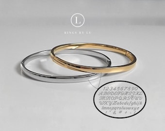 Edelstahl Armreif mit Gravur | unisex minimalistisch personalisiert in gold und silber