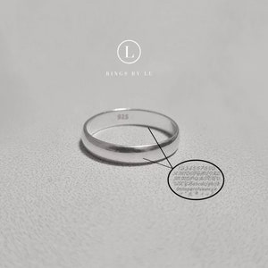 Bague 925 gravée en argent sterling lisse à empiler personnalisée 2 mm/3 mm/5 mm unisexe