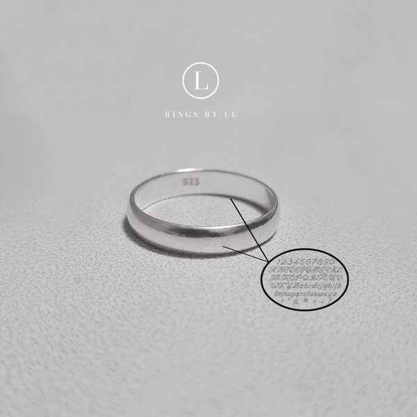 Ring 925 engraved engraving smooth stacking ring sterling silver personalized 2 mm/3 mm/5 mm unisex