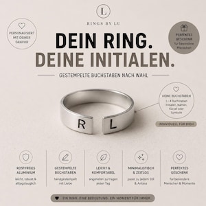 Personalisierter Initialen Ring | Aluminium Ring mit gestempelten Buchstaben | Minimalistischer Ring