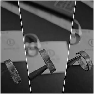Anillo grabado personalizado inoxidable antideslustre unisex ligero ajustable ajustable grabado plata plata imagen 4