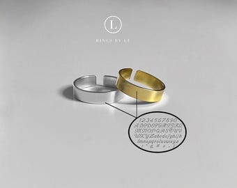 Anello inciso | personalizzato | antiruggine | antiossidante unisex | leggero | regolabile | argento | oro