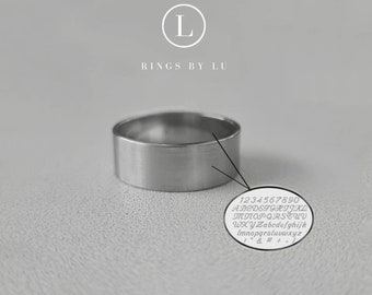 Incisione su anello| Acciaio inossidabile | personalizzato | antiruggine/impermeabile | acciaio inossidabile | Larghezza 7 mm | personalizzato | unisex | argento