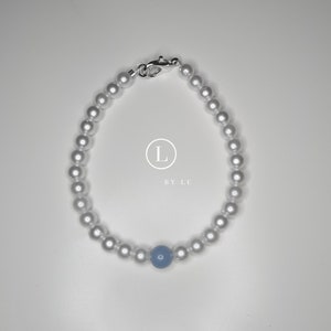 Pearl bracelet with Angelite / Anhydrite Rose quartz opal crystal bracelet gemstone pearls