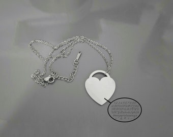 Engraved Heart Necklace | Personalized Necklace | Stainless Steel | Engraving | Initials | Heart Charm Pendant with Engraving