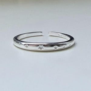 Personalized Engraved Ring stars 925 silver plated – Custom Name Ring – Minimalist Stacking Ring –Adjustable Ring – Gift for Her Couple Ring