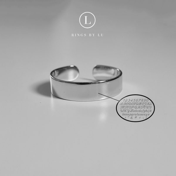 Ring 925 graviert Gravur verstellbar Glatter Stapelring sterling silver Personalisiert unisex helle gravur