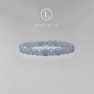 Ring gemstone healing stone faceted unisex aquamarine aventurine quartz jade amethyst 2 mm elastic stackable