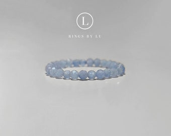 Ring Edelstein Heilstein facettiert unisex Aquamarine aventurine quartz jade amethyst 2mm elastisch stapelbar