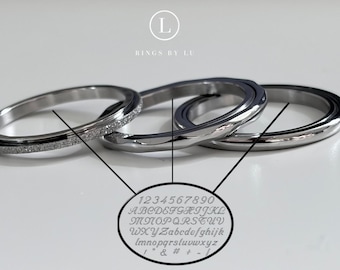 Fidget anxiety ring - Rotating engraved ring made of stainless steel - Unisex, Waterproof, Minimalist, Personalized