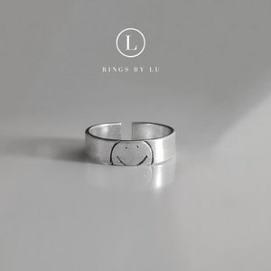 Ring smiley gestempeld verstelbaar roestvrij staal 5 mm | gepersonaliseerde ring | gestempelde ring | anti-aanslag | verstelbaar | lichtgewicht