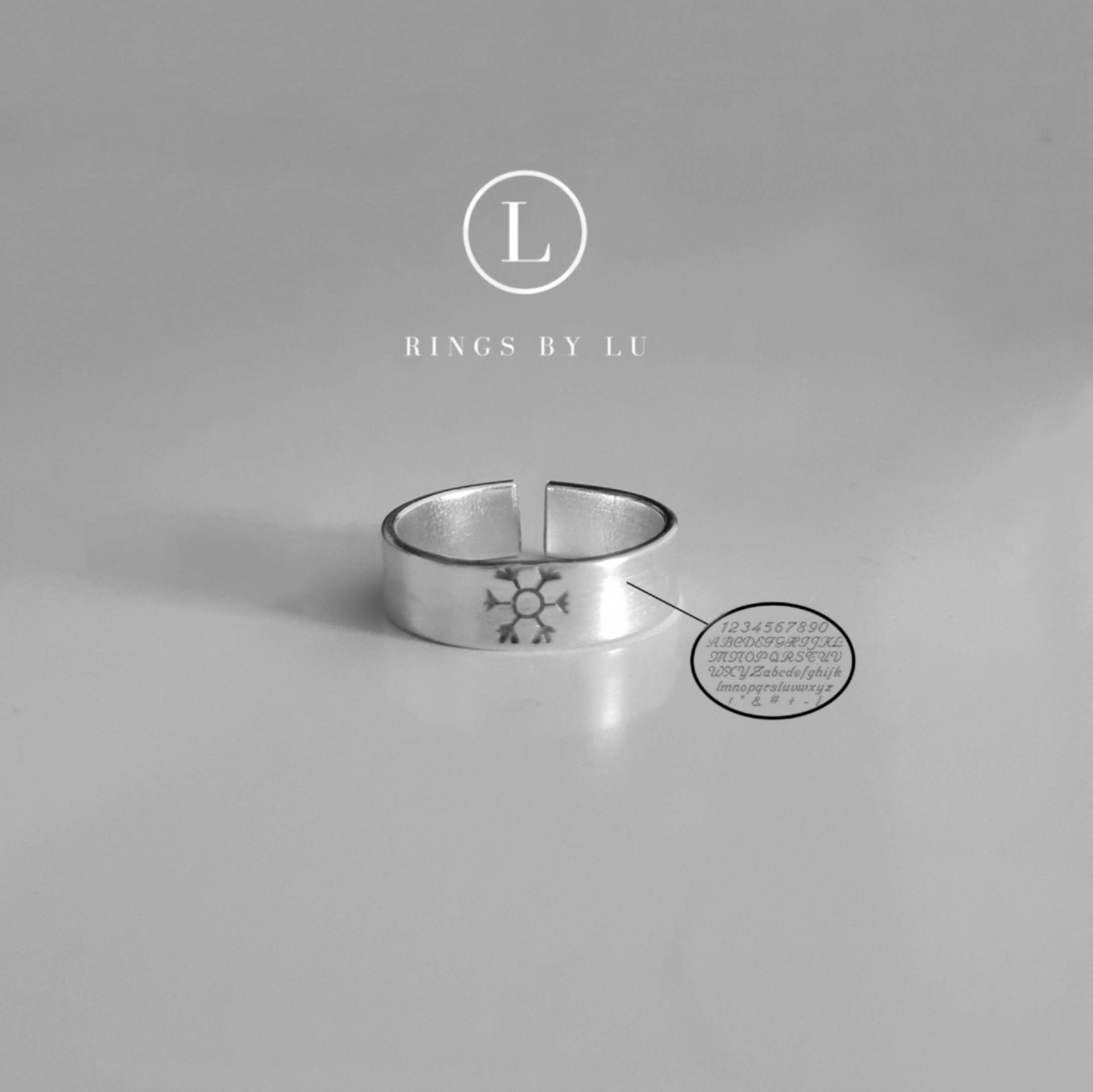 Bague Vintage T54 En Bois Et Argent Massif Motif Flocon De Neige - Bijou Occasion